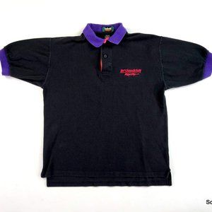 Vintage 90s BF Goodrich Tires Racing Polo Men's Medium Black Neon Color Trim